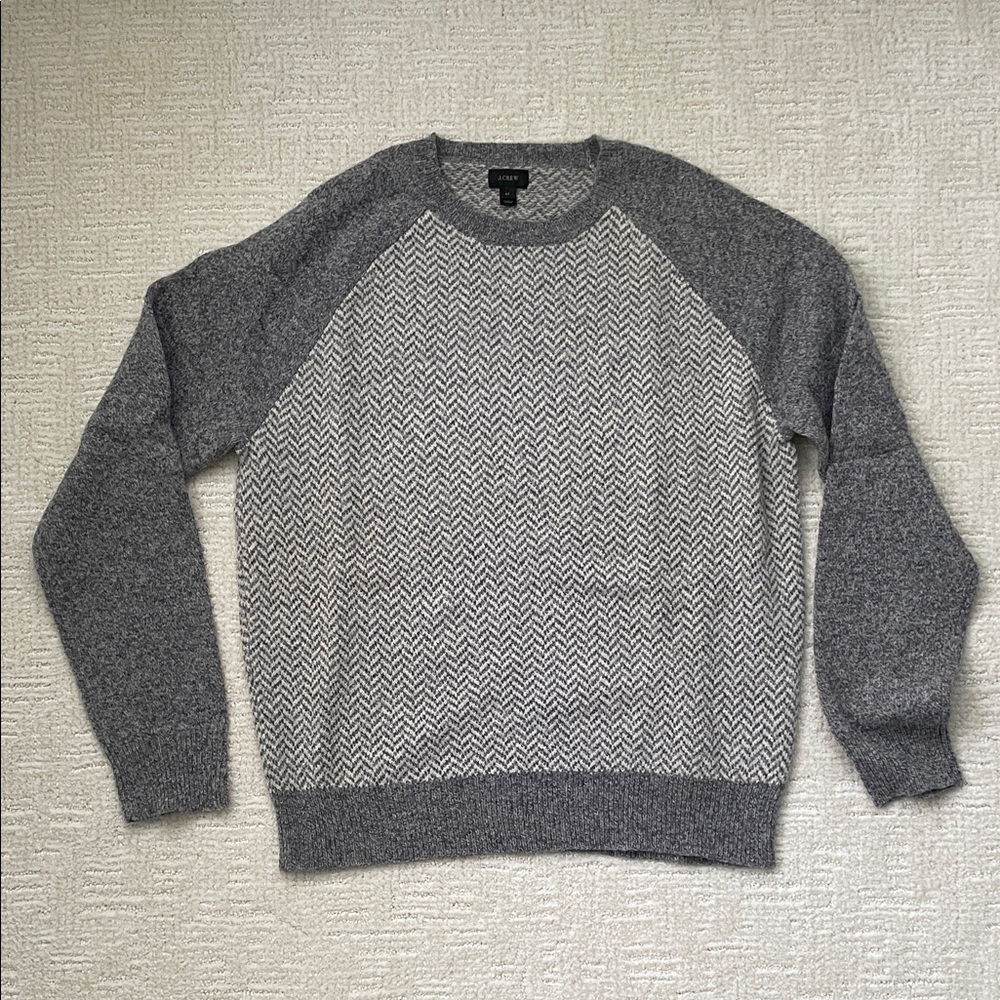 Gray Chevron Pattern Sweater - image 1